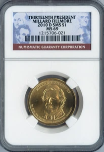 2010-D Millard Fillmore Dollar NGC MS69 SMS Auction - Picture 1 of 2