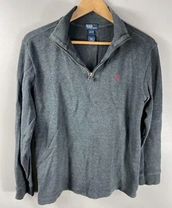 Polo Ralph Lauren Pullover Shirt Youth Large 16/18 Gray 1/4 Zip Long Sleeve - Picture 1 of 14