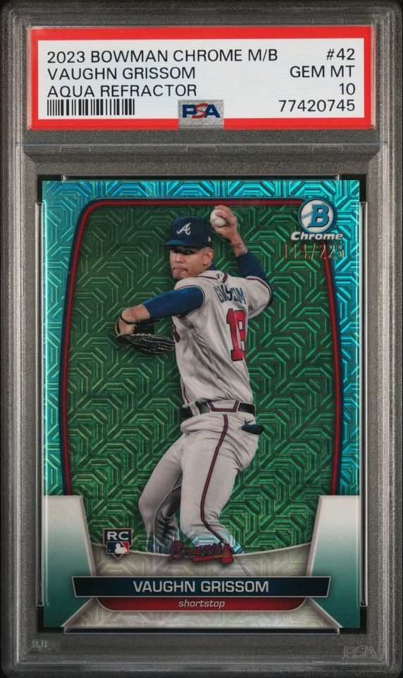 Vaughn Grissom 2023 Bowman Mega Box Chrome Chrome 114/225 Aqua PSA 10 #42 - Image 1 of 2