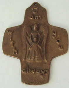 Religious 5" Christmas Cross Metal Tree Hanging Ornament - I Am with You Always - Picture 1 of 7