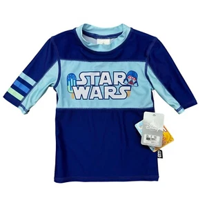 Star Wars Rash Guard Boys 4 Swimming Swim Shirt Short Sleeve Blue UPF 50+ NWT - Picture 1 of 11