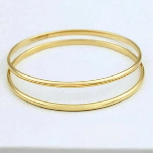 2x Bracciale classico in acciaio inox 7" massiccio placcato oro.Scatola - Foto 1 di 3