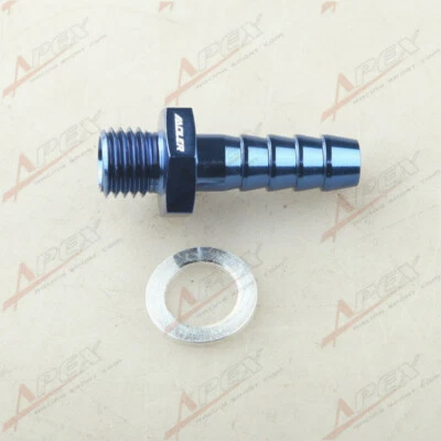 BOSCH Fuel Pump Inlet M12 X 1.5 to 3/8"(9.5mm) Barb Aluminum Adapter Blue - Image 1 of 4