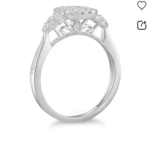 Princessa 9ct White Gold 0.33ct/0.50ct Diamond Square Cluster Ring Size i 1/2 - Picture 1 of 6