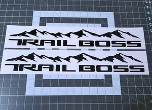 (2x) TRAIL BOSS MOUNTAIN Decal Vinyl Sticker Bedside for Chevrolet Silverado Car - Picture 1 of 11