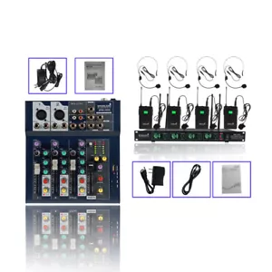 4-Channel Audio Mixer USB Recording Clubs Karaoke Mixing Console UHF Mic System - Picture 1 of 12