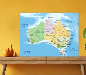 Australia Map 5mm thick Plastic Poster Ready to Hang 60x45cm - Bild 1 von 3