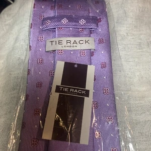 Men’s 100% Silk Necktie Made In China Tie Rack London Light Lavender Purple - Picture 1 of 8