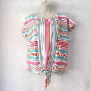 Wrapper Womens Blue Shirt Blouse Top Small Short Sleeve Round Neck Work Casual - Picture 1 of 8