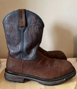 Bota de trabajo Wolverine Rancher para hombre punta de acero marrón/azul/como nueva - Imagen 1 de 15