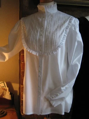 LAURA ASHLEY Vintage Estilo Victoriano Blanco Pintuck Volantes Cuello Alto, UK18 Foto 1 de 4