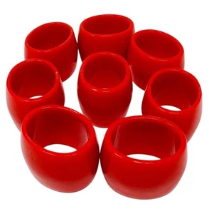 8 RED OVAL NAPKIN RINGS, VINTAGE - MID-CENTURY MODERN - Picture 1 of 4