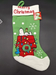 Dan Dee Peanuts Felt Christmas Stocking Snoopy/Woodstock Dog House/Green NWT - Picture 1 of 5