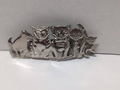 Barret de cabelo vintage gatos cor prata, alumínio, 3 1/2 - Imagem 1 de 4