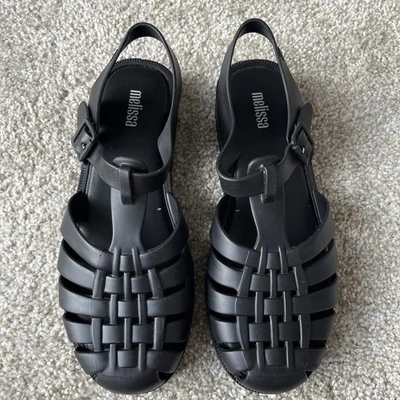 Melissa Possession Jelly Sandals Black 5 Fisherman Mary Jane 90's Y2K Shoes - Image 1 of 4