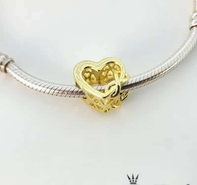 Authentic Pandora Love You Mom Infinity Heart 14K Yellow Gold Charm # 759515C00 - Image 1 of 4