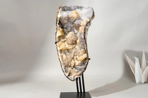 Galaxy Amethyst Druzy Cluster with Golden Goethite, Flowers and Calcite, 16 In. - Picture 1 of 10