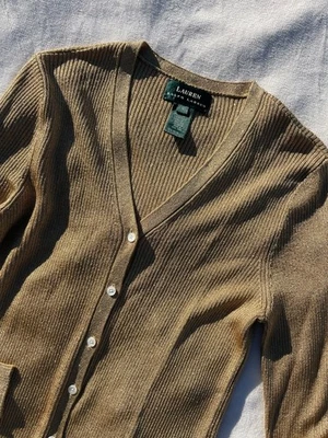 Ralph Lauren золото отлива металлический пуговицы ребристый кардиган свитер размер маленький - Изображение 1 из 4