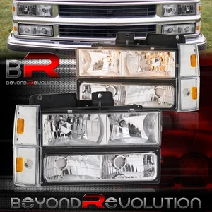 For 1988-1993 C10 C1500 C2500 K1500 K2500 Chrome Head Lamp + Bumper Corner Light - Picture 1 of 5