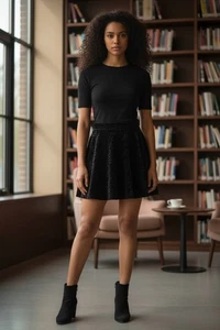 Kenar Studio Petites Black Velvet Textured A-Line Wrap Skirt 4p - Picture 1 of 11