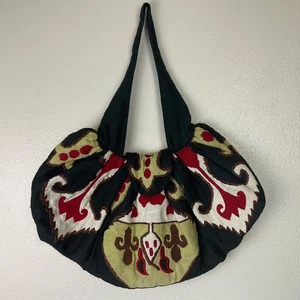 Bolso de Hombro Hobo Bordado Moyna Negro Rojo Verde Gauzy Boho Hippie - Imagen 1 de 17