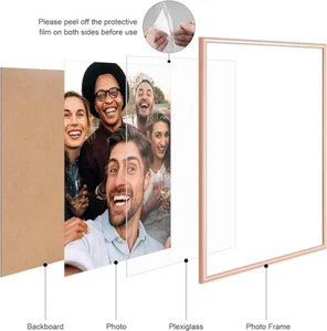 Anozie 16x24 Picture Frame Rose, 16 x 24 Picture Frames with HD Plexiglass2 Pack - Picture 1 of 5
