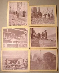 6 MAINE CABINET PHOTOS - Railroad & Sawmill Scenes - Picture 1 of 1
