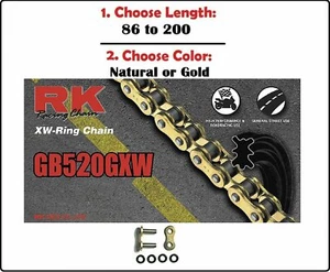 RK 520 GXW Xring Motorcycle Drive Chain Natural or Gold with Rivet Master Link - Picture 1 of 1