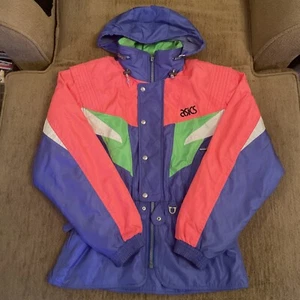 Asics Competition Color Block Ski Jacket Coat Sz Small 80's 90's Full Zip Hood - Picture 1 of 20