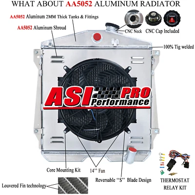 4 Row Radiator+Shroud Fan For 1943-1948 Chevy Fleetline Sedan Coupe V8 Swap 3.8L Foto 1 de 4