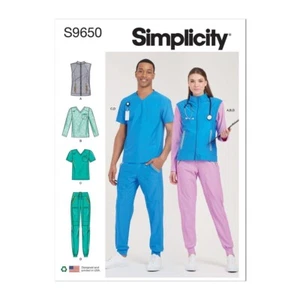 Simplicity SEWING PATTERN S9650 Unisex Knit Scrubs Sizes XXS-XXL - Picture 1 of 8