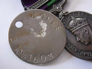 GSM Palestine 1945-48 clasp relic 4/7 Dragoons dogtag only - JONES 21031603 - Picture 1 of 1