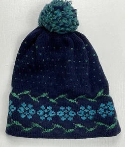 CB Sports Vintage Wool Knitted Ski Hat Pom Pom Ski Snowboard Snowflake Toboggan - Picture 1 of 12