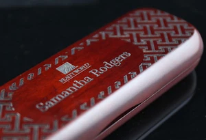 MAHOGANY WOODEN FATHERS DAY PEN AND CASE WITH FREE PERSONALISED LASER ENGRAVING - Picture 1 of 8