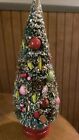 HOLT HOWARD BOTTLE BRUSH GOLD TIPS CHRISTMAS TREE with Fruit Japan about 12”Tall