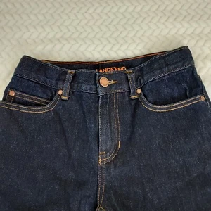 Land's End Boys Jeans Size 10 Plaid Lined Blue Denim Dark wash Straight Leg - Picture 1 of 10