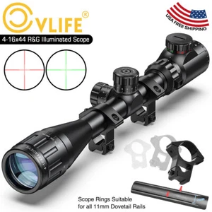 CVLIFE 4-16x44 Rifle Scope Illuminated Red & Green Mil-Dot Reticle w/ 11mm Mount - Picture 1 of 9