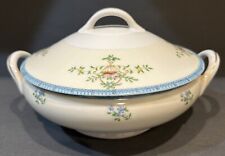 Japanese Fine China Serving Bow w Lid Handles Floral Hand Painted 8” Diameter