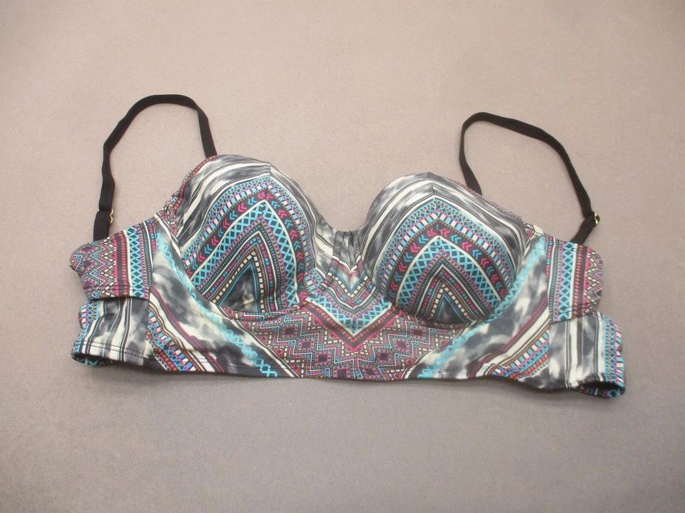 Top de biquíni Kenneth Cole feminino tamanho M multicolorido forrado com aro fecho traseiro 8E - Imagem 1 de 4