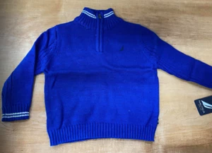NAUTICA LITTLE BOYS 1/4 ZIP SWEATER, BLUE, 18M - Picture 1 of 1