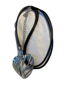 Silver Heart Necklace 19 in Statement Necklace - Picture 1 of 3