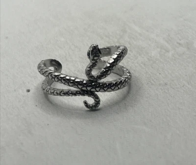 Anillo ajustable serpiente plata esterlina 925 maciza - diseño serpiente enrollada hecho a mano Foto 1 de 4