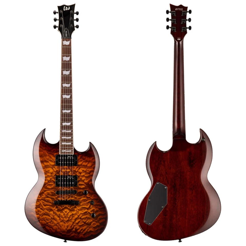 Guitarra elétrica ESP LTD Viper-256QM - marrom escuro Sunburst - Imagem 1 de 4