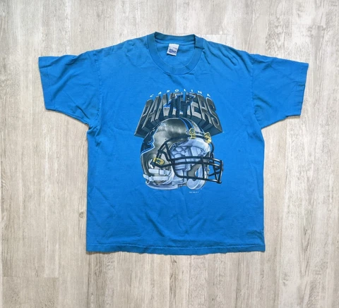 Vintage 1995 Salem Carolina Panthers NFL Helmet Football  T-Shirt XL Blue USA Cover
