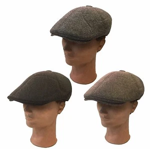 Applejack Tweed 6 Panel Newsboy Cabbie Driving Cotton Duck Bill Ivy Cap Hat - Picture 1 of 10
