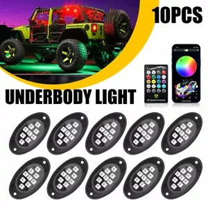 10 Pods RGB LED Rock Lights Kit Underbody Neon Music Light Bluetooth APP Control - Picture 1 of 13