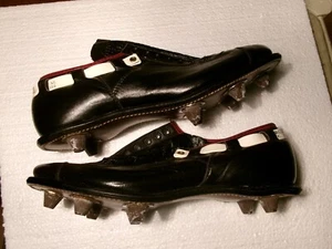 Vintage Riddell Snug Tie All Black Leather Football Cleats Sport Shoes Sz 6.5 E - Picture 1 of 17