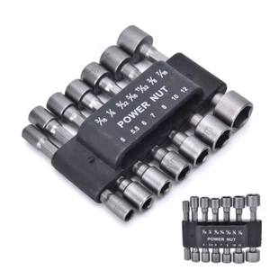 14PC Power Nut Driver Set Dual Metric&Standard SAE 1/4" Shank Black/ Red - Picture 1 of 6