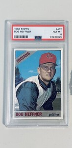 1966 Topps Baseball Card BOB HEFFNER #432 PSA 8 Purple Trees Variation