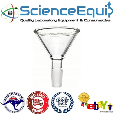 FUNIL DE PÓ DE VIDRO 75 mm de diâmetro. Laboratório de química BOROSILICATO COM ARTICULAÇÃO 19/26 - Imagem 1 de 2